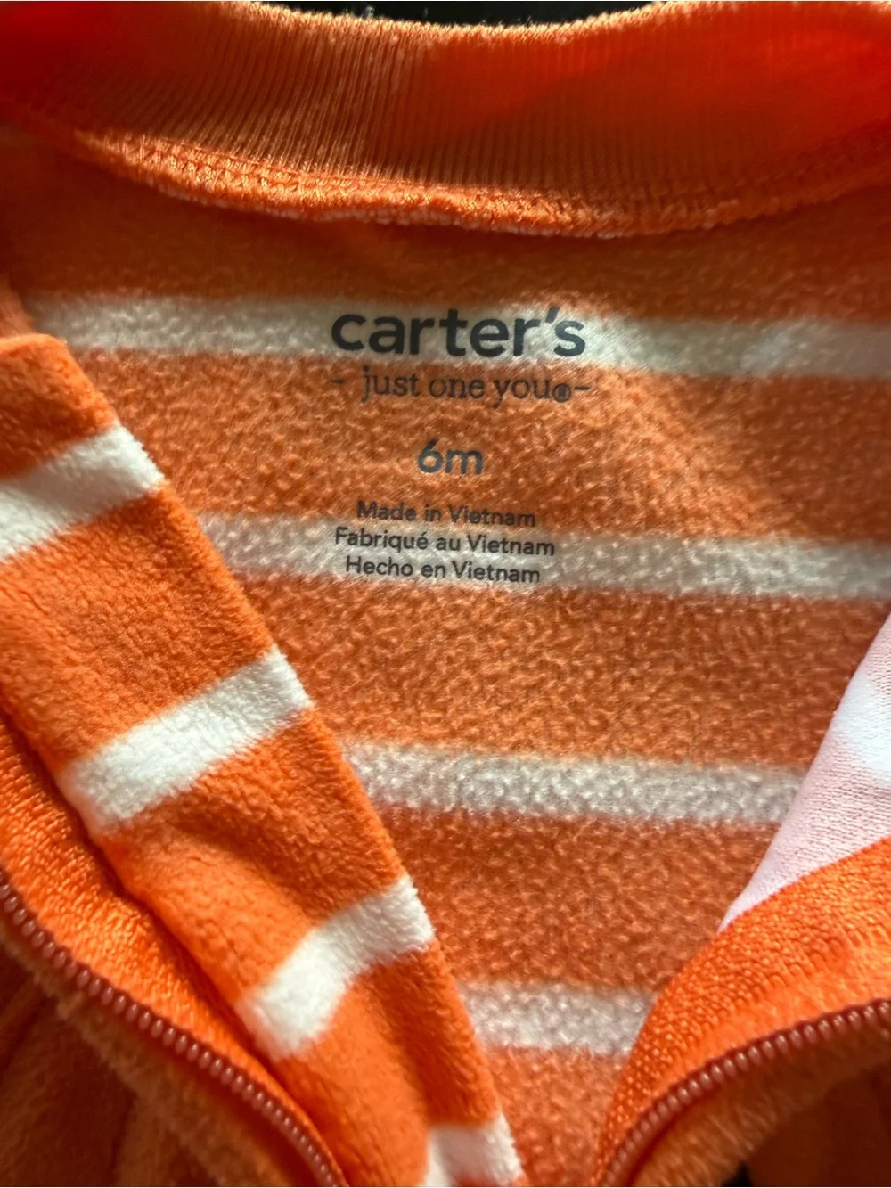 Carter's Orange & White Striped Pumpkin Footed One-Piece